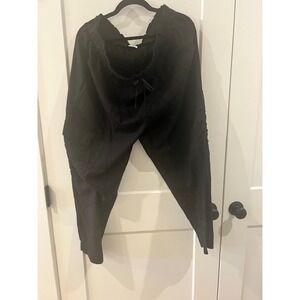 Time and Tru Womens Black Linen Blend Cargo Jogger Pants XL 16-18 Drawstring